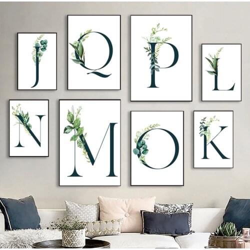 Posters And Prints Wall Pictures For Living Room Decor Green Plants Alphabet Quotes Landscape Wall Art Canvas Painting Elegant