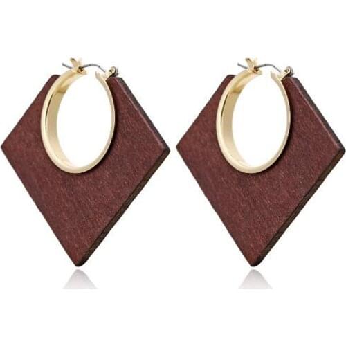 New geometric hollow Wood Earrings, simple alloy earrings, ear accessories wholesale