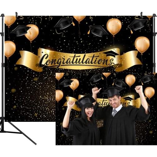 Ongrats Grad Backdrop Graduation Background Gold Balloon Ribbon Glitter Banner Class of 2021 Prom Party Decoration Banner