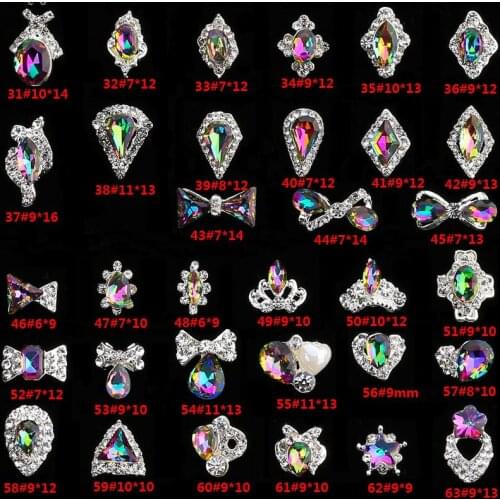 Factory Wholesales 10pcs K9 Nail Bow Teardrop Crown Heart Nail Rhinestone adornos para unas acrilicas Nail Art Metal Decoration