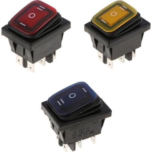 Illuminated ON/Off/on 6Pin 3Position Square Toggle Rocker Boat Blue+Yellow+Red