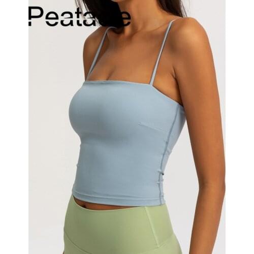 Peatacle Sexy Sling Sport Bra with Chest Pads Shockproof Gather Stereotype Yoga Vest WomenFitness