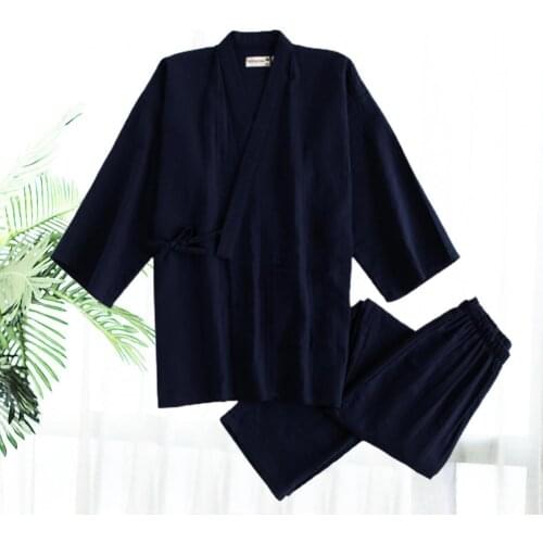 Pajama Sets Men Kimono Pajamas Double Gauze High Elasticity Men Exquisite Kimono Sleepwear for Party Mens Sleep 2021