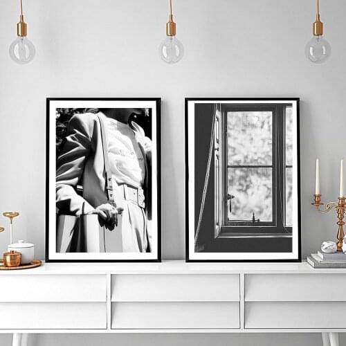 Dresscode Poster Black and White Oil Painting Canvas Wall Art Print Flower Painting Window Decorative Picture Modern Home Decor