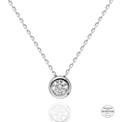 Silver 925 Sterling 3,75mm Swarovski Zirconia Cubic Zirconia Solitaire Pendant