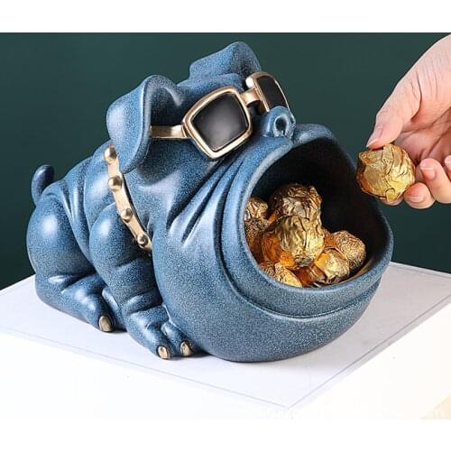 Nordic Statue French Bulldog Sculpture Storage Animal Dog Tray decor ornaments Coin Bank Sundries Sculpture Decor storage box