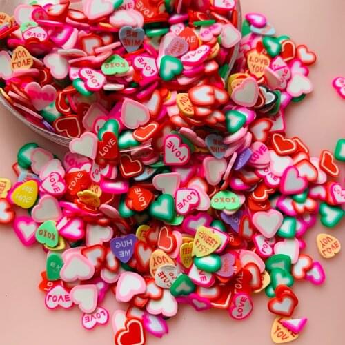 100g Valentines Day Mixed Heart Slice Polymer Clay Sprinkles for Crafts Making DIY Crystal Mud Filling Material Nail Art Decor