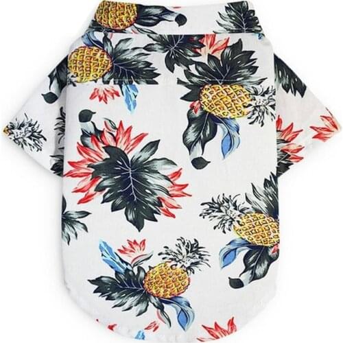 Pet Dog Cat Summer Printed Shirt Cute Soft Cool Dog Pattern Pat Dog Outfits XS/S/M/L/XL/XXL Thin Short Sleeves Costume Pineapple