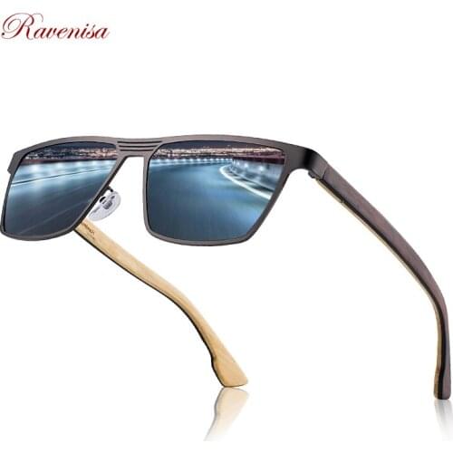 Ravenisa Men Vintage Wood Polarized Sunglasses Classic Brand Sun glasses Coating Lens Driving Eyewear For Men/Women