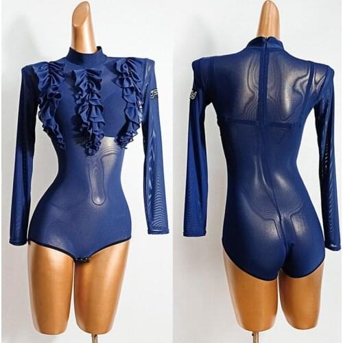 Latin Dance Tops WomenS Ballet Leotards New Mesh One-Piece Tango Dance Wear Modern Show Ballroom Dance Practice Clothes VDB2785