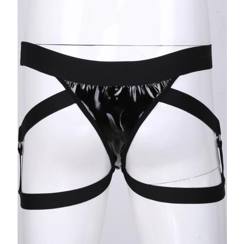 NEW Mens Patent Leather Jockstraps Pouch Sissy Gay Underwear Underpants T-Back Lingerie Panties Nightwear Club Costumes