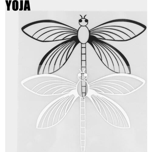 YOJA 16.1×10.8CM Cartoon Animals Magnificent Dragonfly Vinyl Decal Car Stickers Black/Silver 19C-0388