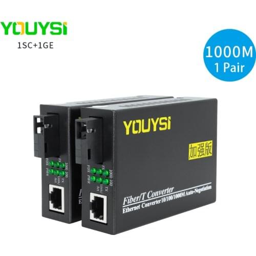 YOUYSI 1 Pair High Quality 10/100/1000M Fiber Optical Media Converter 3KM Single Mode Single Fiber SC Port External Power Supply