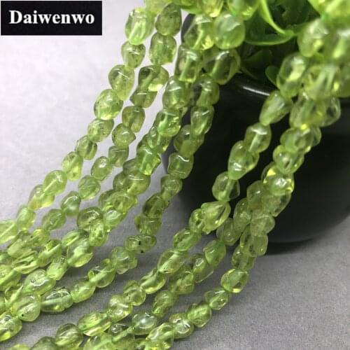 Green Arizona Peridot Beads Natural Loose Stone Irregular Gravel DIY Flat