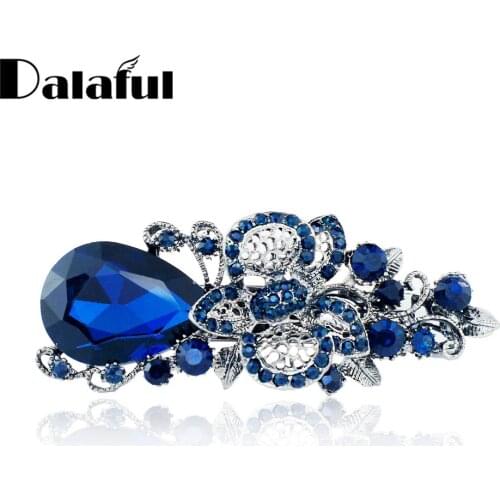 Womens Big Lovely Blue Crystal Flower Hairpin Hair Clip Headwear Barrette Hair Accessories For Woman Girls F111 New