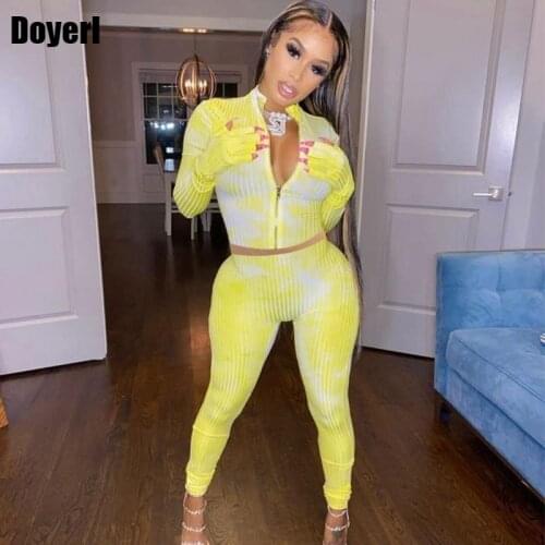 Women 2 Piece Set Fashion Suit 2021 Casual Tie Dye Sexy Two Piece Set Women Crop Top and Pants Party Club Outfits Matching Sets