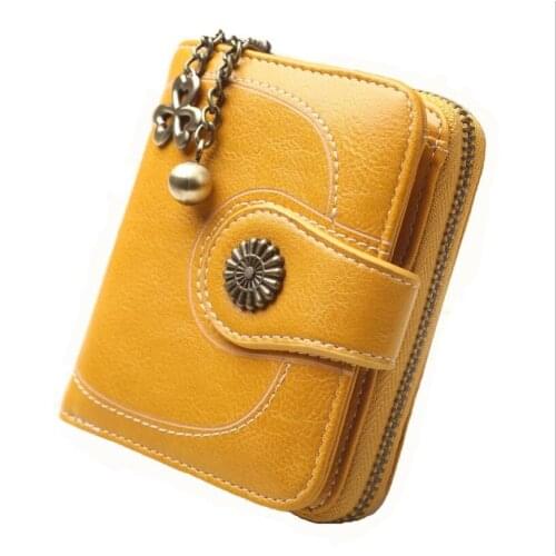 Womens coin purse oil leather clutch bag retro oil wax leather coin bag card bag womens folding small wallet