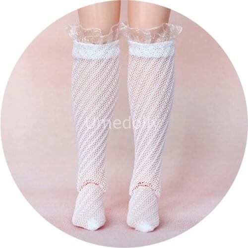 1 Pair Lovely Diagonal Lacy Socks for Barbi, Blythes, Licca, Pullip Doll Stocking Clothes Accessories