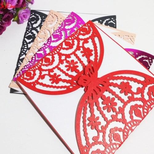10pcs/lot Hollow butterfly Laser Cut Wedding Party Invitations Card Event Supplies Bride and Groom Marriage Card 5Z-SH184