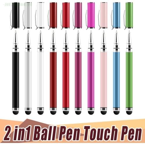 100pcs/lot 2 In 1 Ball Point Capacitive Screen Stylus Touch Pen for IPhone 8 7 6 5 IPad Samsung Cell Phone Mobile Tablet PC