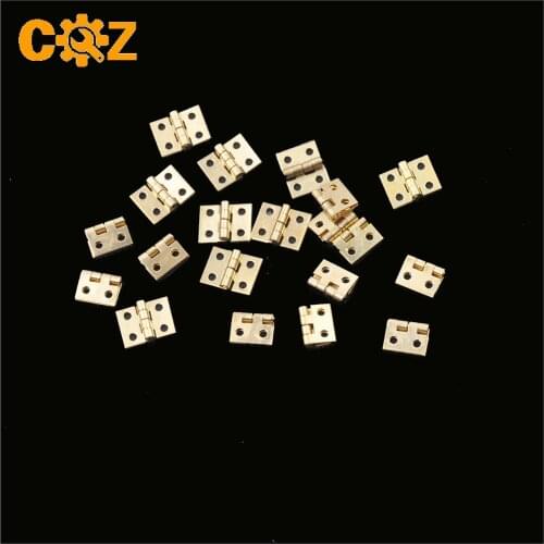 20pcs Small Cabinet Door Hinges 8mm*10mm Furniture Accessories Brass Plated Mini Hinge Small Decorative Jewelry Wooden Box
