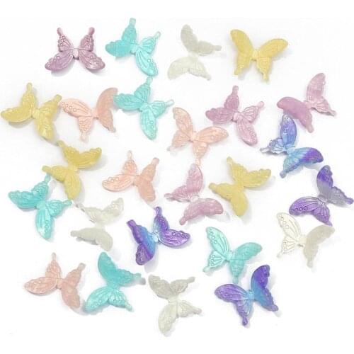 4/6 pcs/lot 17X22mm Fashion Style Acetic Acid Stereo Butterfly Simulated Shell For DIY Accessories For Women Jewelry Making