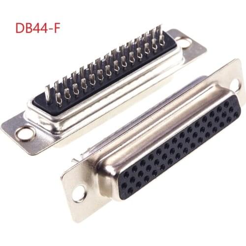 5Pcs D-Sub Connector Receptacle Socket Female 44 Position 3 Rows Wire Solder Type 44 Pin Rectangular I/O Connectors