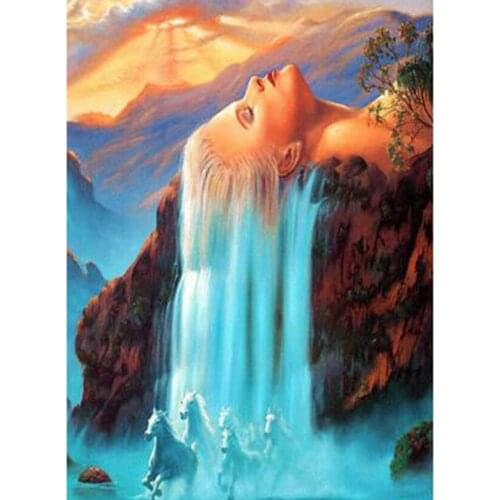 5D DIY Diamond Painting Square/Round Diamond Landscape Painting Waterfall Picture Cross Stitch Embroidery Decoration Art TX114