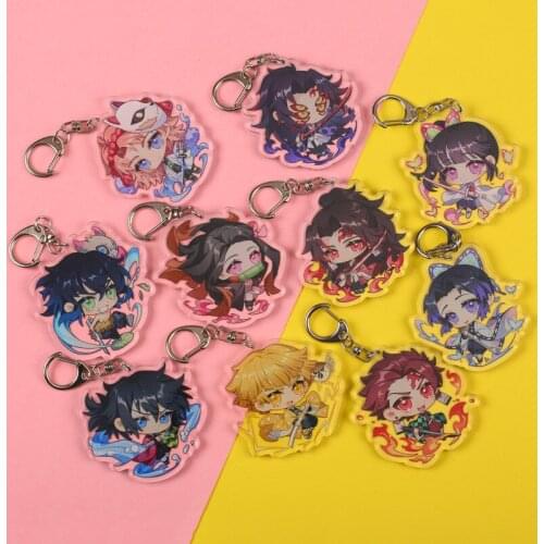 Anime Demon Slayer Kimetsu No Yaiba Cosplay Key Chain Keychain Badge Cartoon Props Accessories