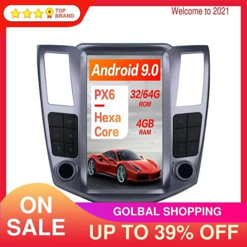 Tesla Screen Android 9.0 4+64 Car Multimedia Player GPS Navigation For Toyota Harrier 2003-2011 HeadUnit Radio Stereo Multimedia