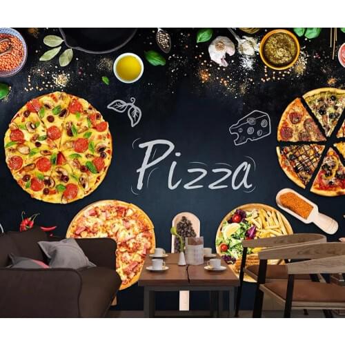 Bacal Custom 3D wallpaper mural personality pizzeria restaurant blackboard newspaper background wall home decor huda beauty