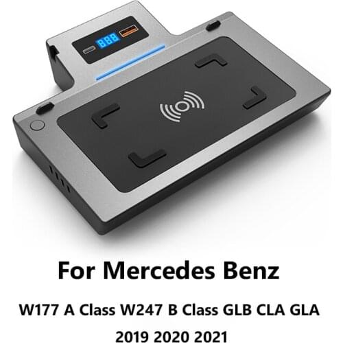 For Mercedes-Benz W177 W247 AMG A35L GLB A Class B CLA GLA 2019 2020 Wireless Charger Cigarette Lighter Accessories
