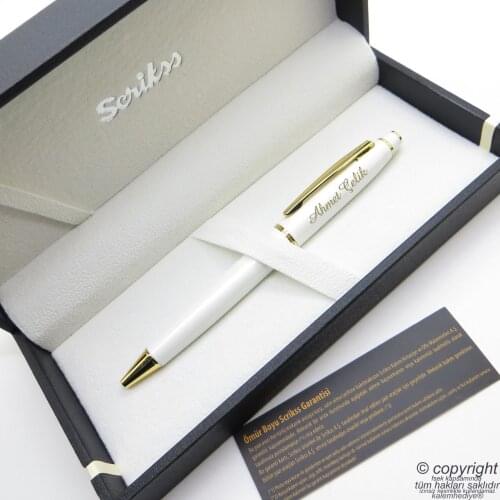 Scrikss 35 White Gold Ballpoint Pen | Scrikss Pen | İsme Special Pen | Gift Pen