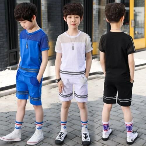 Children Boy Summer Suit 2019 New Boy Sports Clothes Big Children Children Summer Short Sleeves Tide