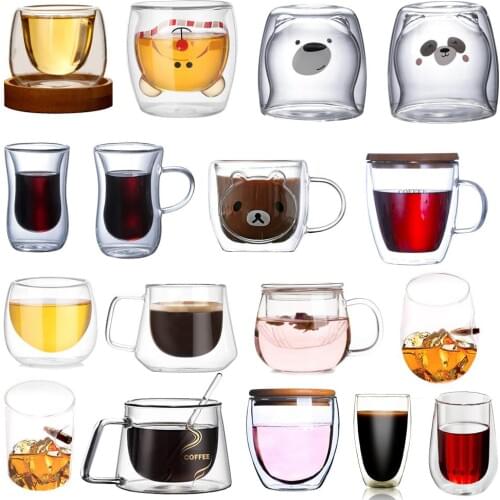 Double Layers Glass Mug Borosilicate Heat Resistant Office cup Home Table Cups Heat Insulation Tea Milk Coffee Mugs