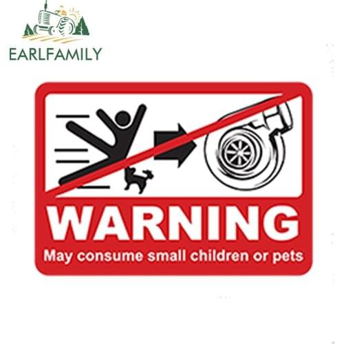 EARLFAMILY 13cm x 9.1cm TURBO WARNING Decal Car Sticker Humour Funny Novelty Waterproof Car Accessories
