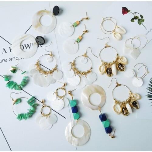 HC New 10 Design Gold Shell Conch Women Drop Earrings Boho Geometric Trendy Dangle Earrings Wholesale Factory Vacation Jewelry W