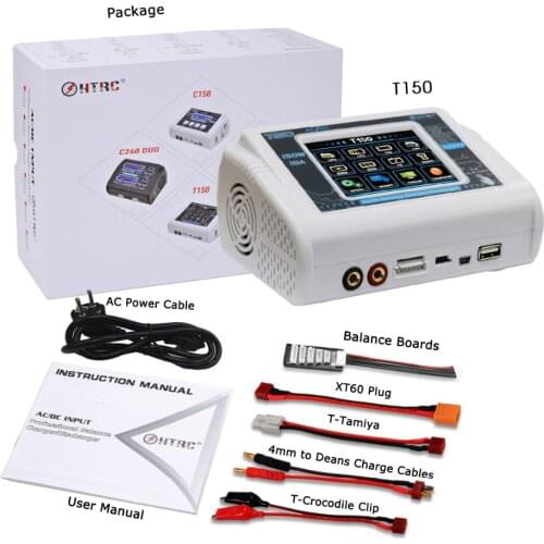 HTRC T150 RC Charger AC/DC 150W 10A Touch Screen Drone Balance Discharger for LiPo LiHV LiFe Lilon NiCd NiMh Pb battery