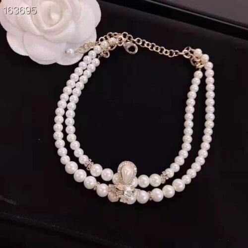 Quality Fashion Party Jewelry Fashion White Pearls Necklace Bracelet Jewelry Set Luxcy Party Necklace Rose Gold Color