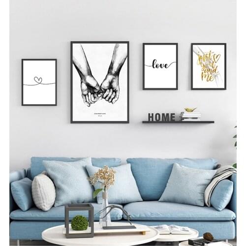 LOVE Quotes Painting Picture for Living Room Decor Nordic Back White Style Sweet Love Wall Art Canvas Poster Minimalist Print