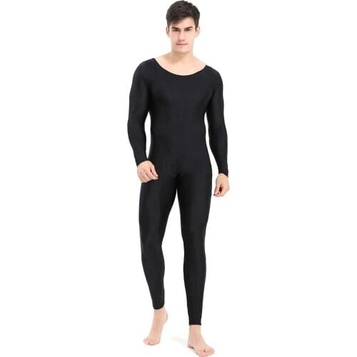 AOYLISEY Women Black Long Sleeve Unitard One-piece Spandex Full Body Scoop Neck Spring Jumpsuit Men for Adult Zentai Dance wear