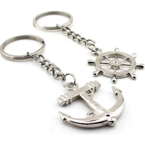 Solfera Sailor Anchor Rudder Dual Metal Keychain set Kc688 keychain set anchor sailor fast delivery elegant design stainless