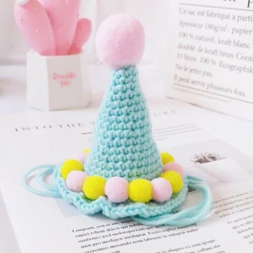 Cat Woolen Crochet Decoration Hat Funny Puppy Creative Dog Hat Festival Birthday Party Sweet Pet Costume Headdress