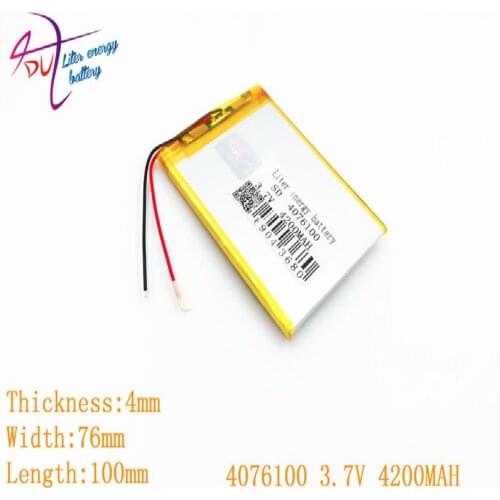 Liter energy battery 1PCS/Lot 3.7V tablet battery 4076100 4200MAH 4075100 mobile power Tablet PC DIY