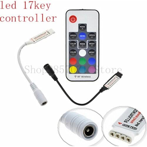 17key mini RF wireless led RGB remote Controller with 4pin female DC for 5050 RGB LED Strip Lights Black / White