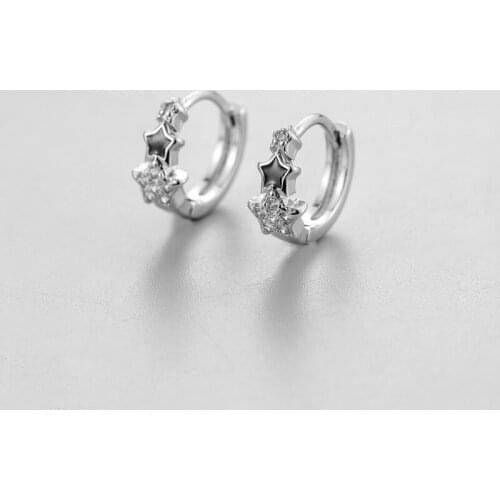 Minimalist 925 Sterling Silver Hopp Earrings Vintage Star Handmade Earring Party Accessories Cubic Zirconia Jewelry Gift