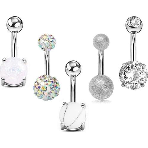 MISANANRYNE 5 pcs/set Women Beauty Navel Button Rings Medical Steel Rhinestone Sexy Belly Navel Piercing Ring Body Jewelry
