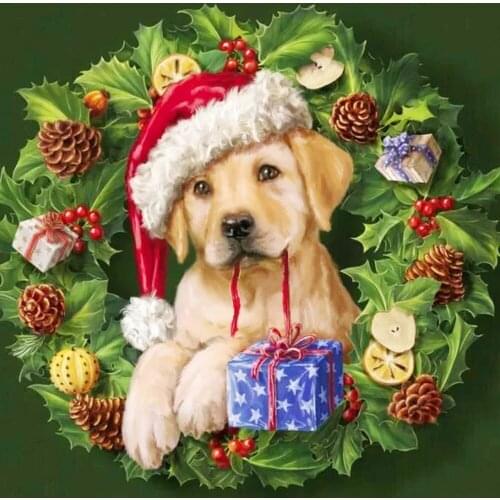 MomoArt 5D DIY Diamond Painting Dog Full Square Round Diamond Embroidery Animal Cross Stitch Christmas Decoration