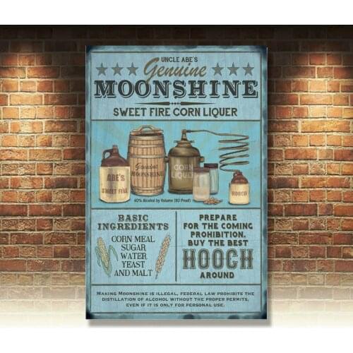 Moonshine Liquer Brewing Pub Bar Man Cave Shed Advertising Medium Metal Tin Sign