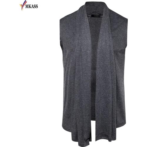 2017 Hot Men Sweater Solid Color Collar Sweater Slim Fit Mens Knitted Sweaters Casual Sleeveless Men Cardigan Male Pull Homme